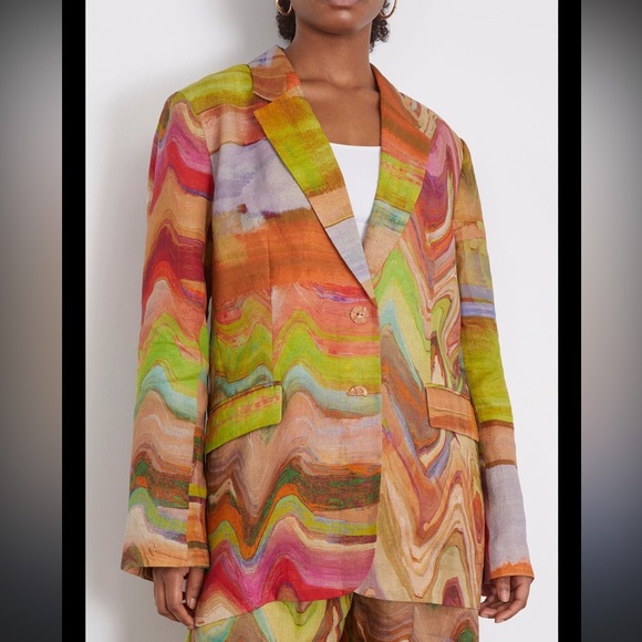 ULLA JOHNSON Elias Jacket Canyon Sunset Medium $950 Runway 2024 Blazer RARE - Picture 2 of 10